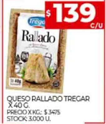Supermercados DIA Queso Rallado Tregar x 40g oferta