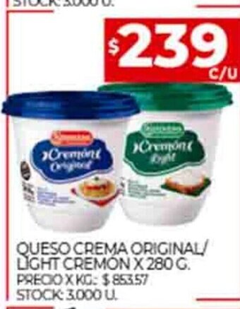 Supermercados DIA Queso Crema Original / Light Cremon x 280g oferta