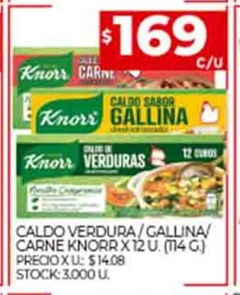 Supermercados DIA Caldo Verdura / Gallina / Carne Knor x 12u oferta