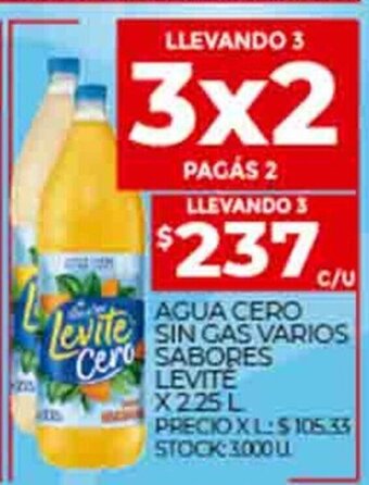 Supermercados DIA Agua Cero Sin Gas Varios Sabores Levite x 2.25L oferta