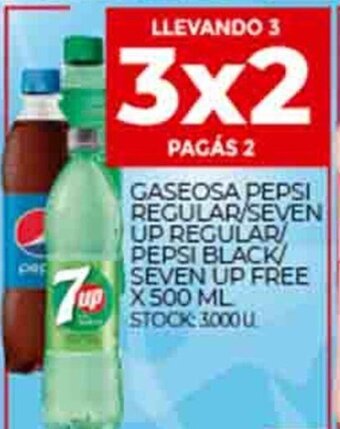 Supermercados DIA Gaseosa Pepsi Regular/ Seven Up Regular/ Pepsi Black/ Seven Up Free x 500ml oferta