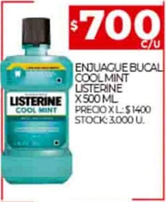 Supermercados DIA Enjuague Bucal Cool Mint Listerine x 500ml oferta