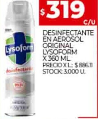 Supermercados DIA Desinfectante En Aerosol Original Lysoform x 360ml oferta