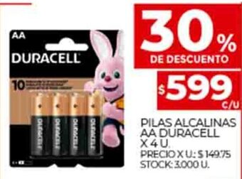 Supermercados DIA Pilas Alcalinas AA Duracell x 4 u. oferta