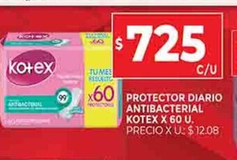 Supermercados DIA Protector Diario Antibacterial Kotex x 60u oferta