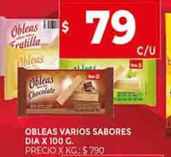 Supermercados DIA Obleas Varios Sabores Dia x 100g oferta