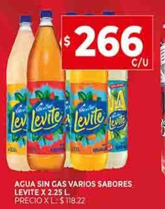 Agua Sin Gas Varios Sabores Levite x 2.25 L