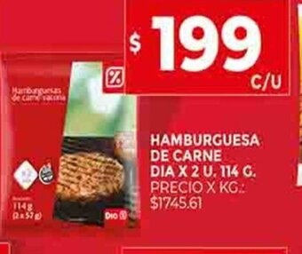 Supermercados DIA Hamburguesa De Carne Dia x 2u 114g oferta