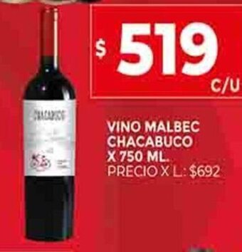 Supermercados DIA Vino Malbec Chacabuco x 750ml oferta