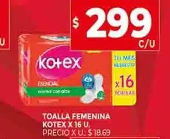 Supermercados DIA Toalla Femenina Kotex x 16u oferta