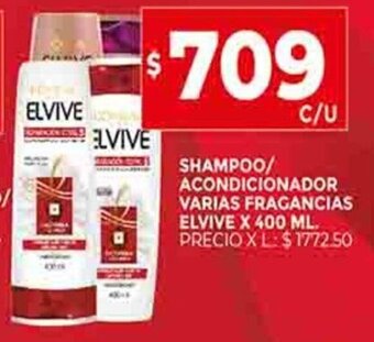 Supermercados DIA Shampoo / Acondicionador Varias Fragancias Elvive x 400ml oferta