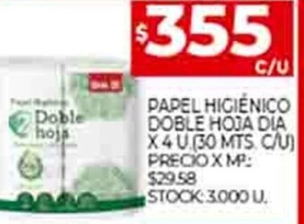 Supermercados DIA Papel Higiénico Doble Hoja Dia x 4 u oferta