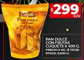 Supermercados DIA Pan Dulce Con Frutas Cuquets x 400g oferta
