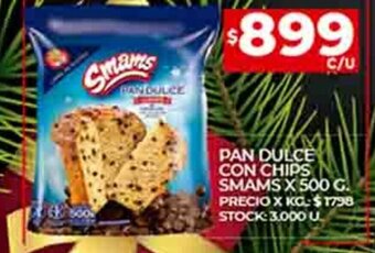 Supermercados DIA Pan Dulce Con Chips Smams x500g. oferta