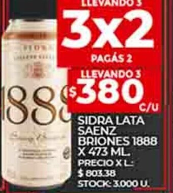 Supermercados DIA Sidra Lata Saenz Briones 1888 x 473ml oferta