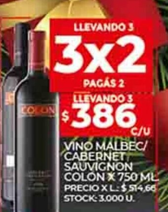 Supermercados DIA Vino Malbec / Cabernet Sauvignon Colon x 750ml oferta