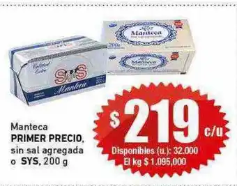 Cooperativa Obrera Manteca primer precio sin sal agrerada o sys oferta