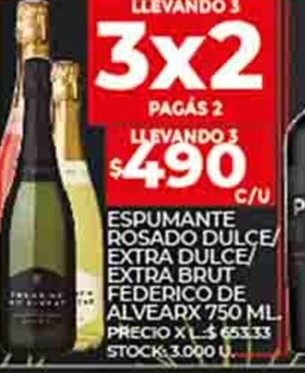 Supermercados DIA Espumante Rosado Dulce / Extra Dulce / Extra Brut Federico De Alvear x 750ml oferta