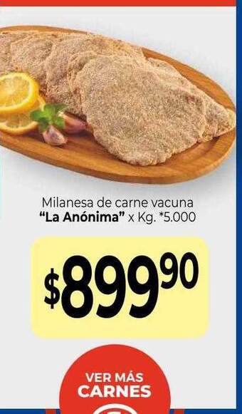 La Anonima Milanesa de carne vacuna oferta