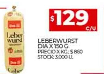 Supermercados DIA Leberwurst Dia x 150g oferta