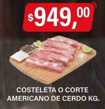 Supermercados Damesco Costeleta o corte americano de cerdo kg oferta