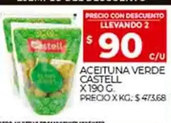 Supermercados DIA Aceituna Verde Castell x 190g oferta