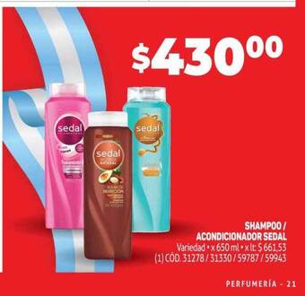 Makro Shampoo acondicionador sedal oferta