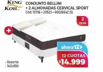 Naldo Lombardi King koil conjunto bellini + 2 almohadas cervical sport oferta