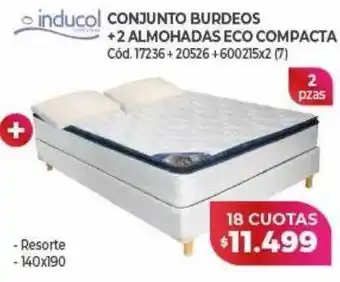 Naldo Lombardi Conjunto burdeos + 2 almohadas eco compacta inducol oferta