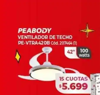 Naldo Lombardi Peabody ventilador de techo pe-vtra420b oferta
