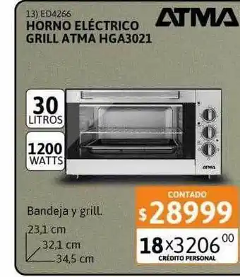 Cetrogar Horno eléctrico grill atma hga3021 oferta