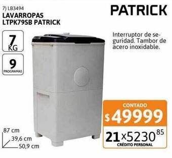 Cetrogar Lavarropas ltpk79sb patrick oferta