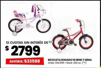 Changomas Bicicleta rodado 16 nene y nena oferta