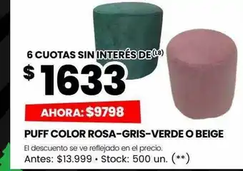 Changomas Puff color rosa - gris - verde o beige oferta