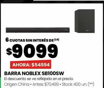 Changomas Barra noblex sb100sw oferta