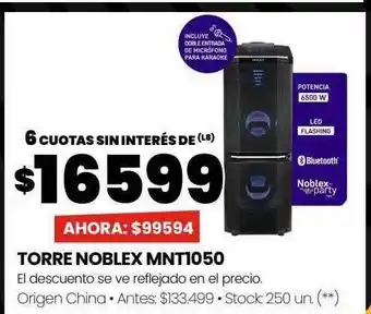 Changomas Torre noblex mnt1050 oferta