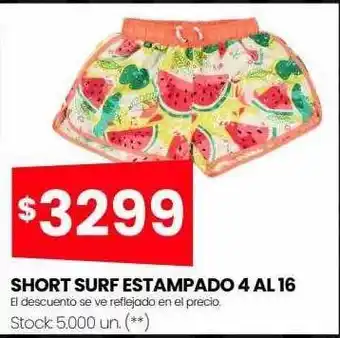 Changomas Short surf estampado 4 al 16 oferta