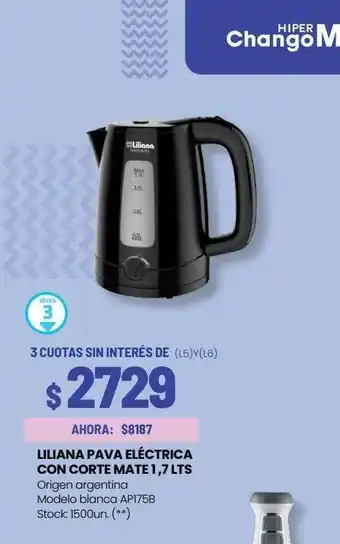 Changomas Liliana pava eléctrica con corte mate 1.7 lts oferta