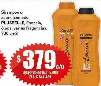 Cooperativa Obrera Shampoo o acondicionador plusbelle esencia óleo varias fragancias oferta