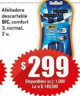 Cooperativa Obrera Afeitadora descartable bic comfort 3 normal 2 oferta