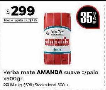 Disco Yerba mate amanda suave c palo oferta