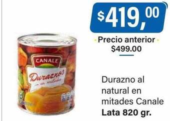 Durazno al natural en mitades canale