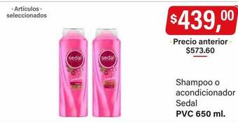 Supermercados Damesco Shampoo o acondicionador sedal oferta