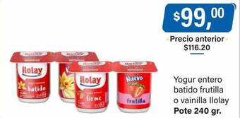 Supermercados Damesco Yogur entero batido frutilla o vainilla ilolay oferta