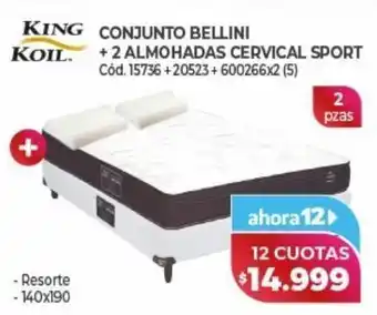 Naldo Lombardi Conjunto bellini + 2 almohadas cervical sport oferta