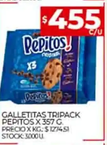 Supermercados DIA Galletitas Tripack Pepitos x 357g oferta