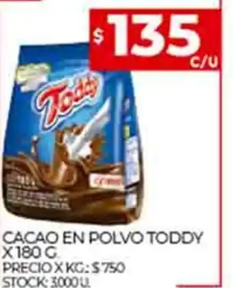 Supermercados DIA Cacao En Polvo Toddy x 180g oferta