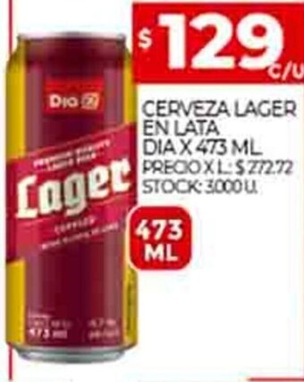 Supermercados DIA Cerveza Lager En Lata Dia x 473ml oferta