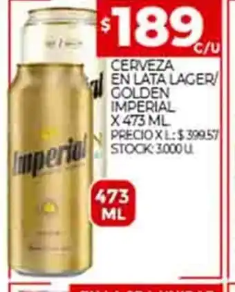 Supermercados DIA Cerveza En Lata Lager / Golden Imperial x 473ml oferta
