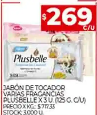 Supermercados DIA Jabón De Tocador Varias Fragancias Plusbelle x 3u oferta